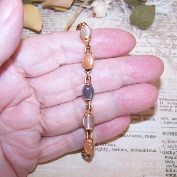 Ross Simons Sterling Silver Rose Gold Vermeil Moonstone Agate Tennis Bracelet - Picture 7 of 9